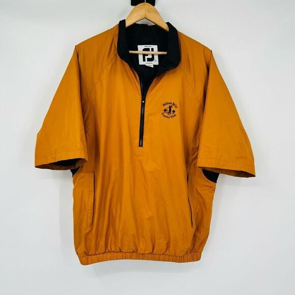 Footjoy Dryjoys Golf Windbreaker Jacket Orange Polyester Half Zip Men's Large - Picture 1 of 8